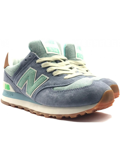New Balance 574 серые с светло-зеленым женские
