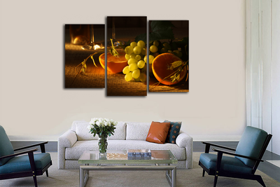 Модульная картина "Виноград с апельсином"