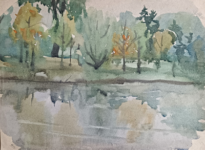 "Весенний парк" бумага акварель Шкурко В.П. 1960-е годы
