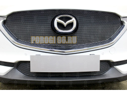 Защита радиатора Mazda CX-5 2017- 3D black верх PREMIUM