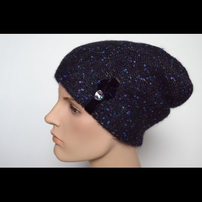 Синяя меланжевая шапка с украшением Vizio Италия 6926 CL