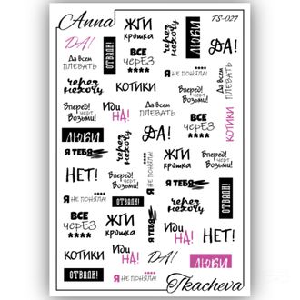 Слайдеры с надписями для ногтей TS-027