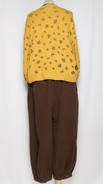 Брюки Бохо хлопок "Бананы с защипами" шоколад р.48-52