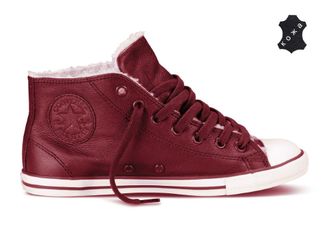 Кеды Converse зимние кожаные бордовые