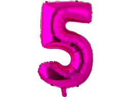 Фольгированная 5 Цифра, 60 см, фуксия В НАЛИЧИИ