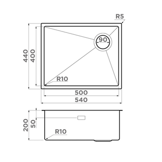 МОЙКА OMOIKIRI TAKI 54-U/IF SIDE SF GB (4997036) ГРАФИТ