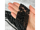 Турмалин черный шерл огранка 6 мм, цена за нить 19 см