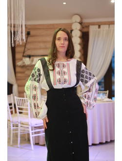 Подгрудный сарафан с воланом (чёрная крапива)