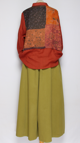 Рубашка Бохо "КРАПИВА КОМБИНИРОВАННАЯ" кирпичная р.44-52