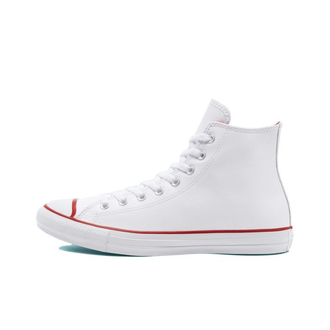 Кеды кожаные Converse Chuck Taylor All Star белые с красным высокие