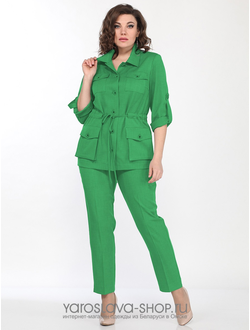 Модель : 2151.Брючный костюм ярко-зеленого цвета.