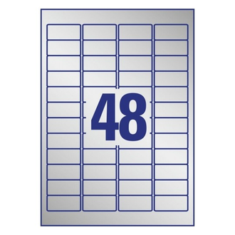 Этикетки А4 всепогодные Avery Zweckform, серебристый полиэстер, 45.7x21.2мм, 48шт/л, L6009-100