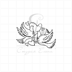 Штамп два голубка и сердечки