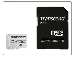 Карта памяти microSDHC UHS-I U1 Transcend 32 ГБ, 100 МБ/с, Class 10, TS32GUSD300S-A, 1 шт., переходник SD