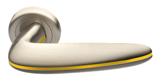 Дверные ручки Morelli Luxury SUNRISE NIS/GIALLO Цвет - Матовый никель/с желтой вставкой