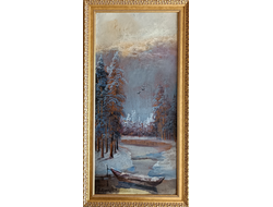 "Зимний пейзаж" картон масло Ланцев Р. 1880-е годы