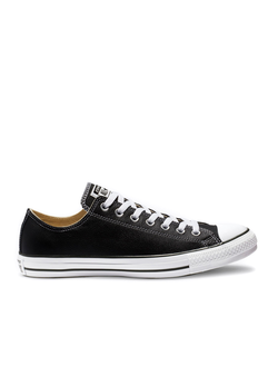 Черные низкие кожаные кеды Converse All Star Leather Black - 107348 фото