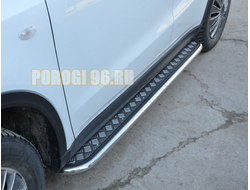 Пороги с накладным листом d42 для Suzuki Vitara (2019-...)