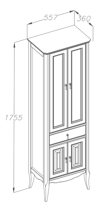 ПЕНАЛ ЛОРЕНЦО 55 ДВУХСТВОРЧАТЫЙ БЕЛЫЙ