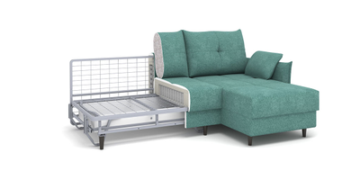 ДВУСПАЛЬНЫЙ РАСКЛАДНОЙ ПРУЖИННЫЙ ДИВАН-КРОВАТЬ КАРОЛИНА С НОЖКАМИ, УГЛОВОЙ, СО СПАЛЬНЫМ МЕСТОМ И МЕХАНИЗМОМ ПАНТОГРАФ, С ПОДУШКАМИ