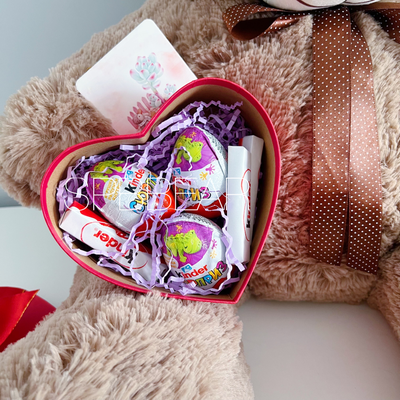 Подарочный набор №14 - Плюшевый мишка 85 см, Шар сердце, Киндер бокс малый