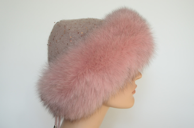 Визио шапка с мехом розовая 8058