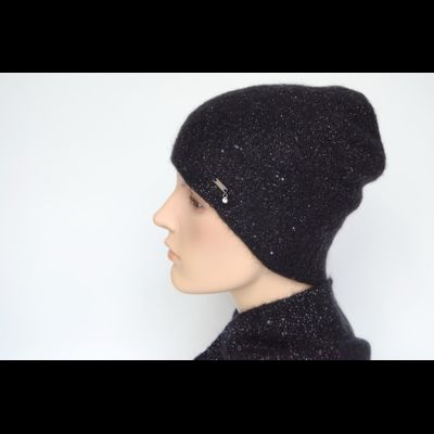 Черная женская шапка с пайетками Vizio Италия 8058 CY  фото