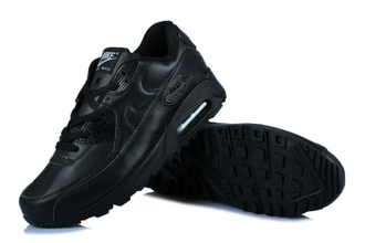 Nike Air Max 90 черные, кожа женские (36-41) Арт. 077М