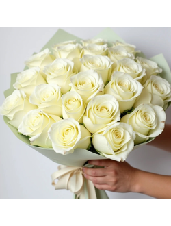 25 белых роз (Вайт мидл)