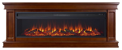 Линейный электрокамин Geneva темный дуб с очагом Vision 60 LOG LED