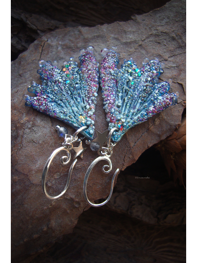 Коллекционные серьги "Крылышки весенней Лелефеи", лабрадоры и звёздочки