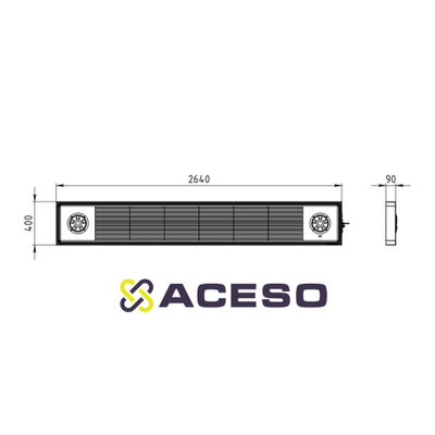 Визуально-акустическое табло 2640 x 400мм, подключена акустическая система 2х10 Вт ПДУ, датчик темпе