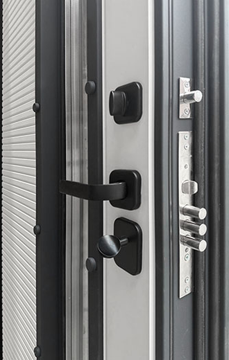 Дверь металлическая "RX-17 Термо, цвет Муар ral 7016, панель - rx-17 цвет ПВХ Белая матовая