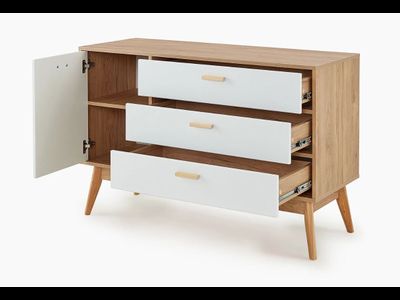 Калгари спальня Комод 1195х450х820 дуб натуральный светлый / белый матовый