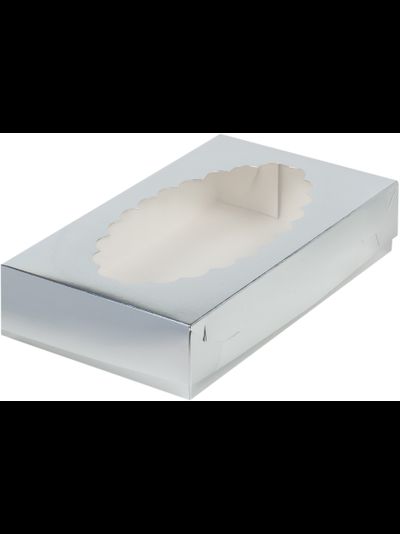 Коробка для эклеров с окном (серебро) , 240*140*55мм