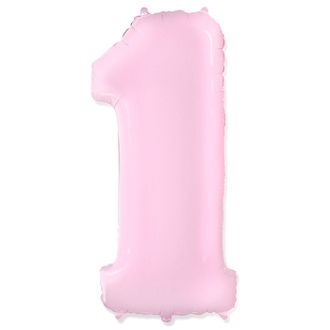 Цифра розовая "1" 102 см