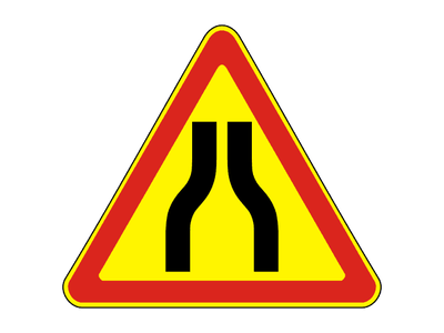 Знак дорожный 1.20.1 Сужение дороги (Временный)
