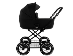Коляска 2в1 Roan Bass Next Classic d12 Кожа Black (руч.Черный)