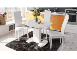 Стол обеденный «Портофино»  1100 Белый глянец/Стекло белое