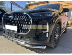 Защита переднего бампера двойная с перемычками Папа Тюнинг d60/42 для CHERY Tiggo 9 2024-