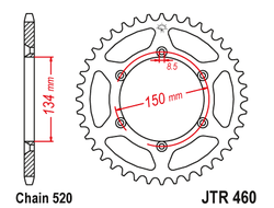 Звезда ведомая (48 зуб.) RK B4454-48 (Аналог: JTR460.48) для мотоциклов Kawasaki