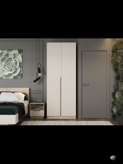 Лавена шкаф двухстворчатый ШК-002 Дуб Крафт Серый / Кашемир