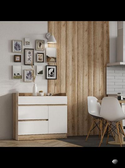 Брауни Комод  Дуб Делано/Белый