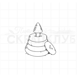 Штамп с детской деревянной игрушкой пирамидка