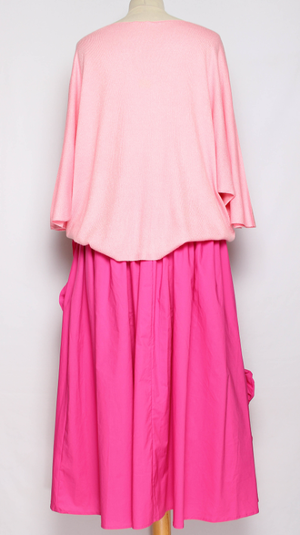 ЮБКА НАРЯДНАЯ ХЛОПОК "АППЛИКАЦИИ ЦВЕТЫ " фуксия до р.54