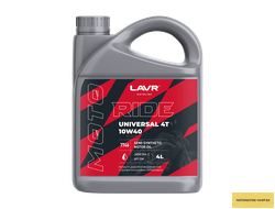 Моторное масло для мотоциклов RIDE UNIVERSAL 4Т 10W40 SM LAVR MOTOLINE, 4 л / Ln7746