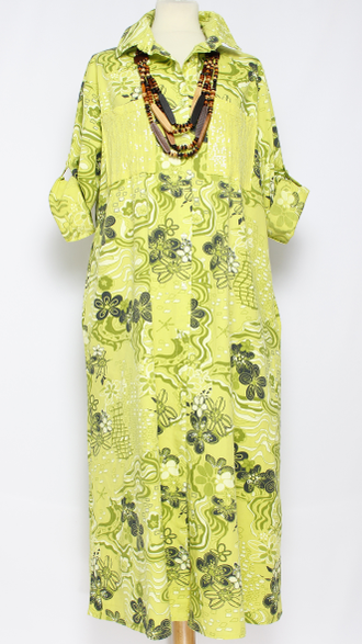Платье - рубашка "Карманы в пайетках" лимон р.46-52
