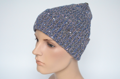 Шапка  с отворотом весна - осень с пайетками Vizio Италия 7065 CRYO