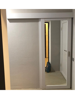 СДВИЖНАЯ ДВЕРЬ (КУПЕ)/ OPTIMA PORTE/ TURIN 501.1/ ЗЕРКАЛО О ОДНОЙ СТОРОНЫ/ БЕЛЫЙ МОНОХРОМ