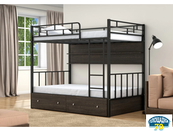 Двухъярусная кровать Валенсия 120 Черный ящики полка венге
